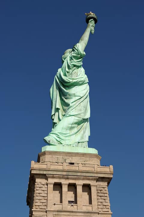 The Statue of Liberty on Richard Morris Hunt’s pedestal
