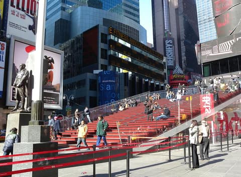 The red steps in Duffy Square