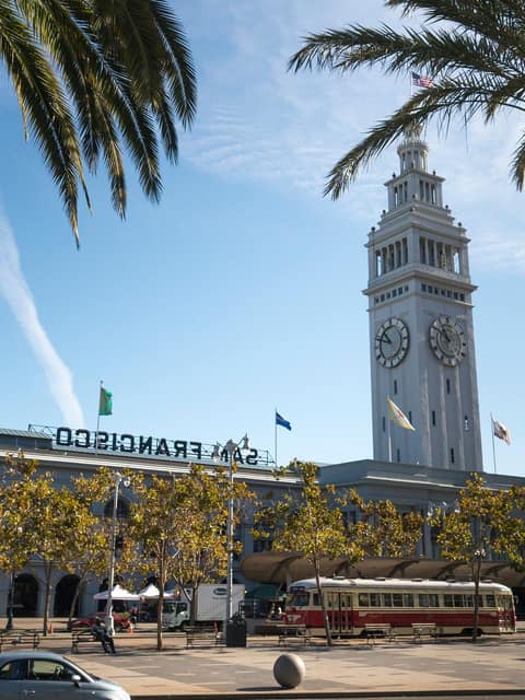 The Ferry Building clock tower on the Embarcadero