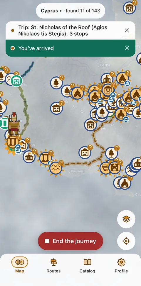 Map with a road trip drawn on it and “You’ve arrived”